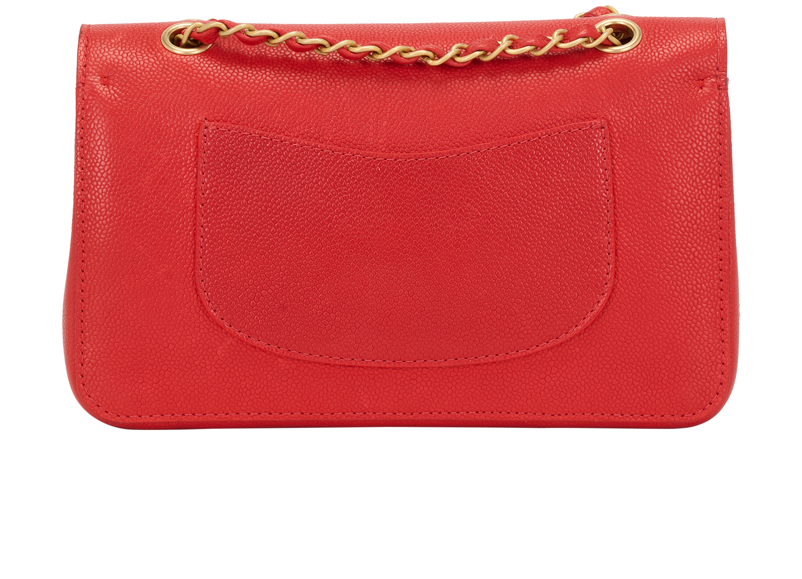 Classic Medium Double Flap, &pound;3,500, Handbags, Red, Caviar, Back view